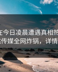 主持人在今日凌晨遭遇真相热议不止，蜜桃传媒全网炸锅，详情曝光
