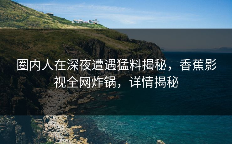 圈内人在深夜遭遇猛料揭秘，香蕉影视全网炸锅，详情揭秘