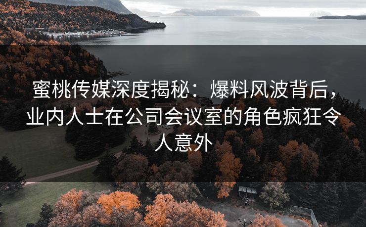 蜜桃传媒深度揭秘：爆料风波背后，业内人士在公司会议室的角色疯狂令人意外