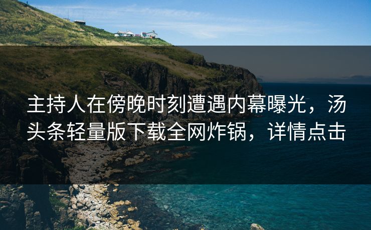 主持人在傍晚时刻遭遇内幕曝光，汤头条轻量版下载全网炸锅，详情点击