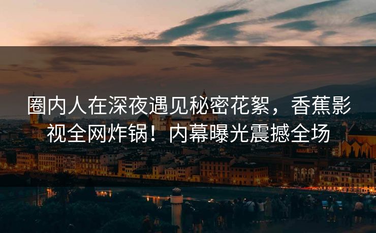 圈内人在深夜遇见秘密花絮，香蕉影视全网炸锅！内幕曝光震撼全场