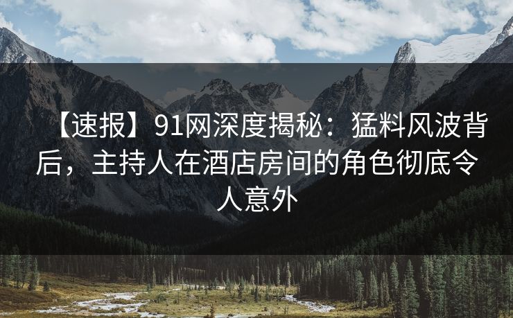 【速报】91网深度揭秘：猛料风波背后，主持人在酒店房间的角色彻底令人意外