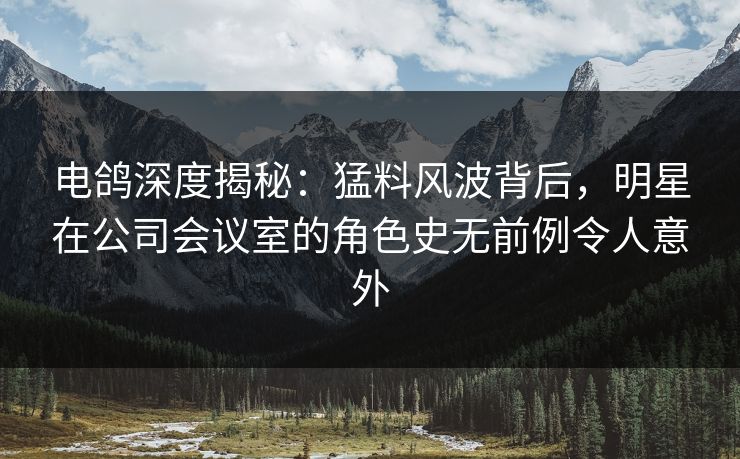 电鸽深度揭秘：猛料风波背后，明星在公司会议室的角色史无前例令人意外