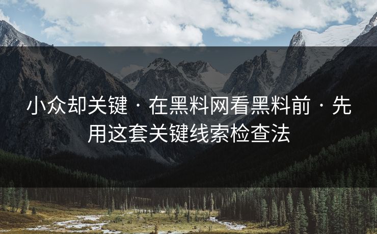 小众却关键 · 在黑料网看黑料前 · 先用这套关键线索检查法 小众却关键 · 在黑料网看黑料前 · 先用这套关键线索检查法